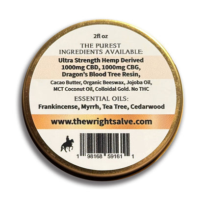 The Wright Salve, 1000mg CBD / 1000mg CBG 2fl oz.