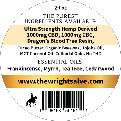 The Wright Salve, 1000mg CBD / 1000mg CBG 2fl oz.